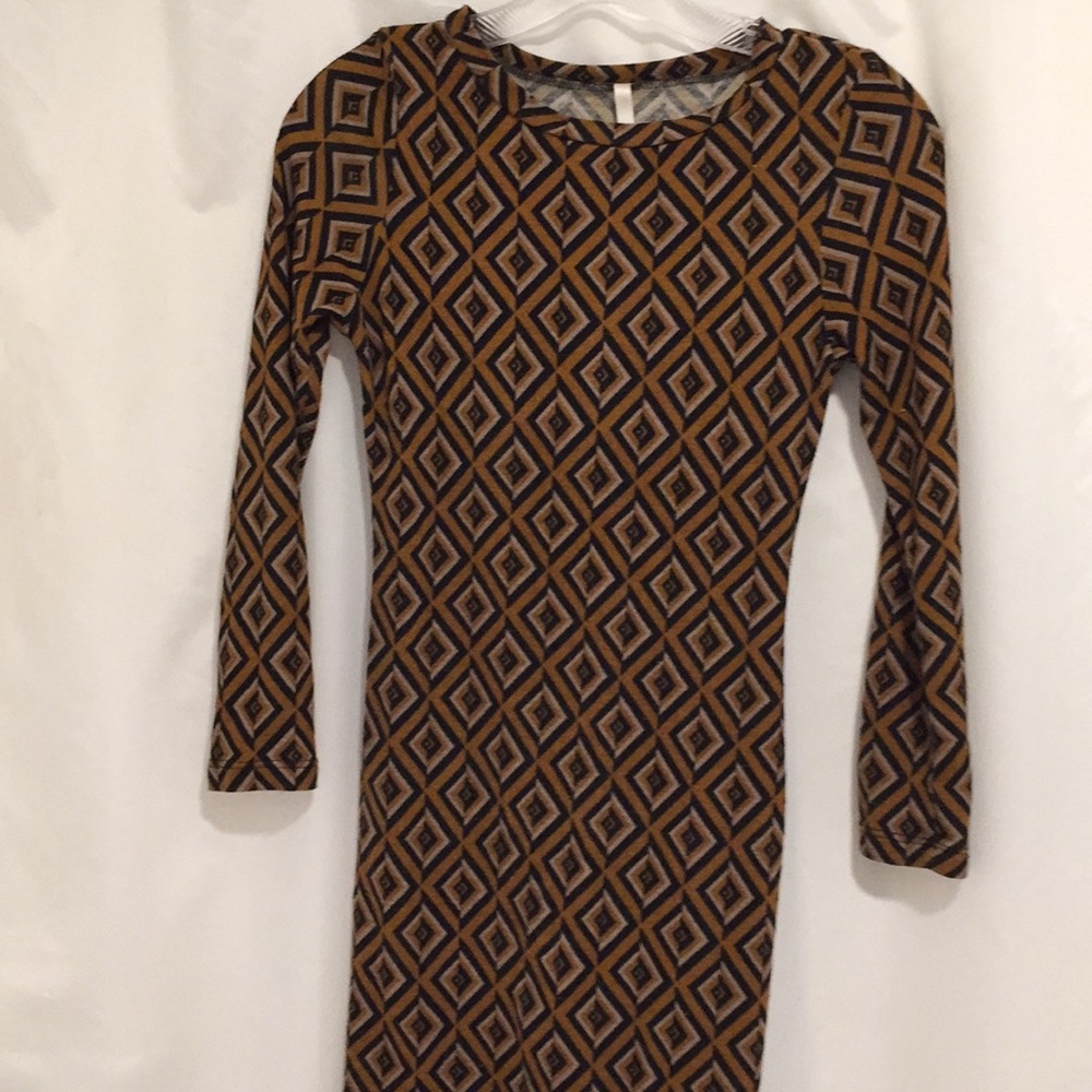 Geometric Mustard and Black Dress
